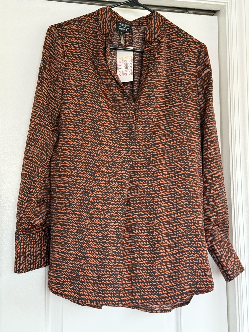 Evereve Orange and Black Printed V-Neck Long Sleeve Tunic